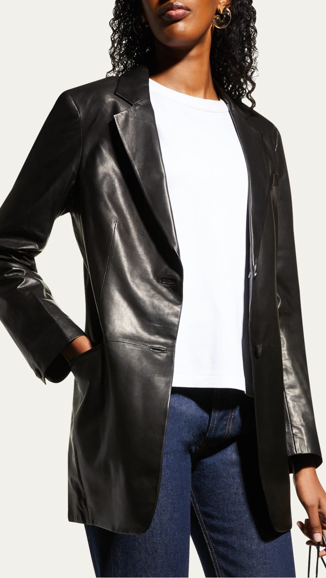 Charles Lambskin Leather Blazer